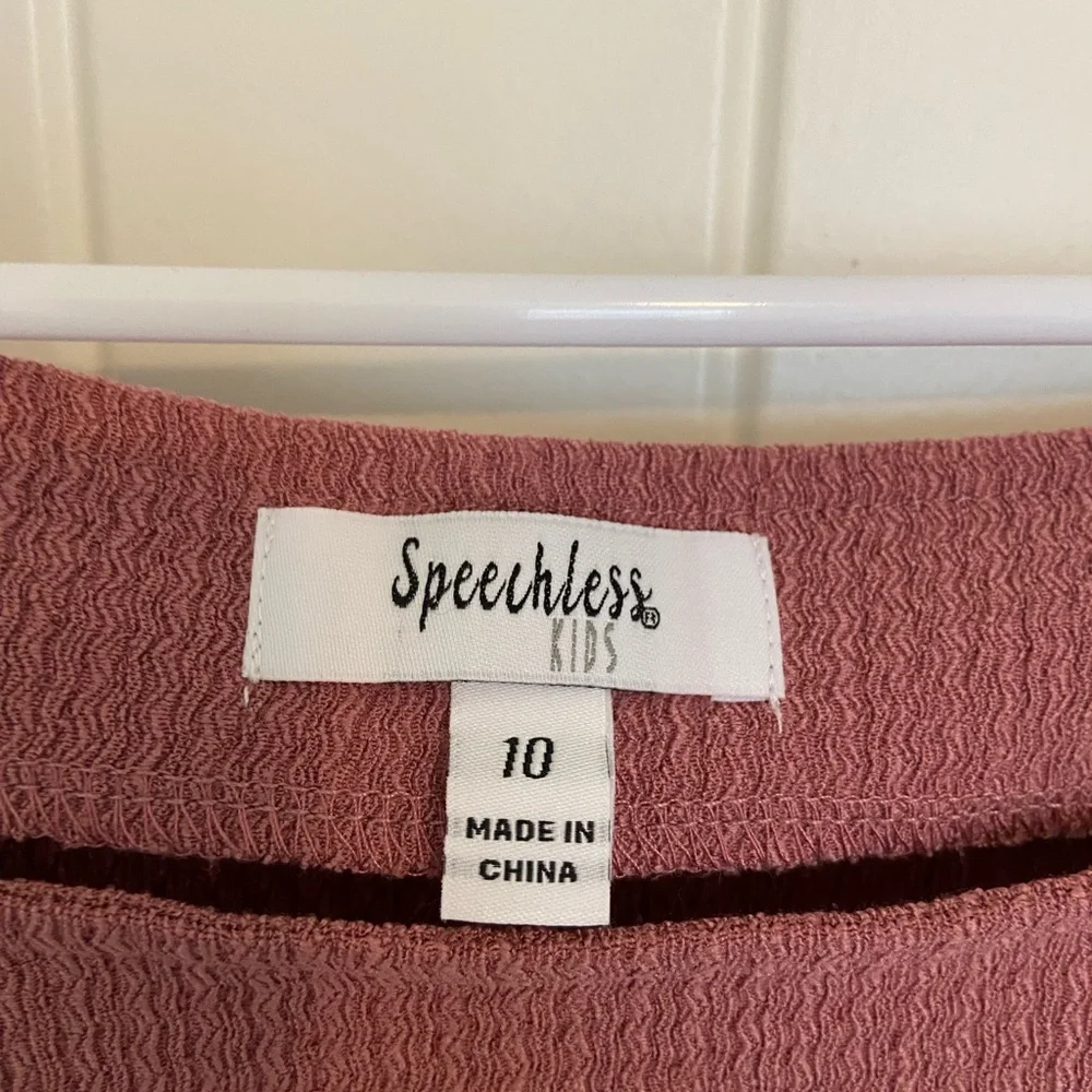NWOT Speechless girl’s mauve pink textured puff‎ sleeve square neck tiered dress